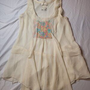 Matilda Jane sleeveless top tank Women's Size Small Cream Ivory Sheer